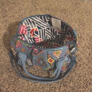 Large Blue Geometric Shapes Rare Pattern Vera Bradley Satchel Tote new with tag